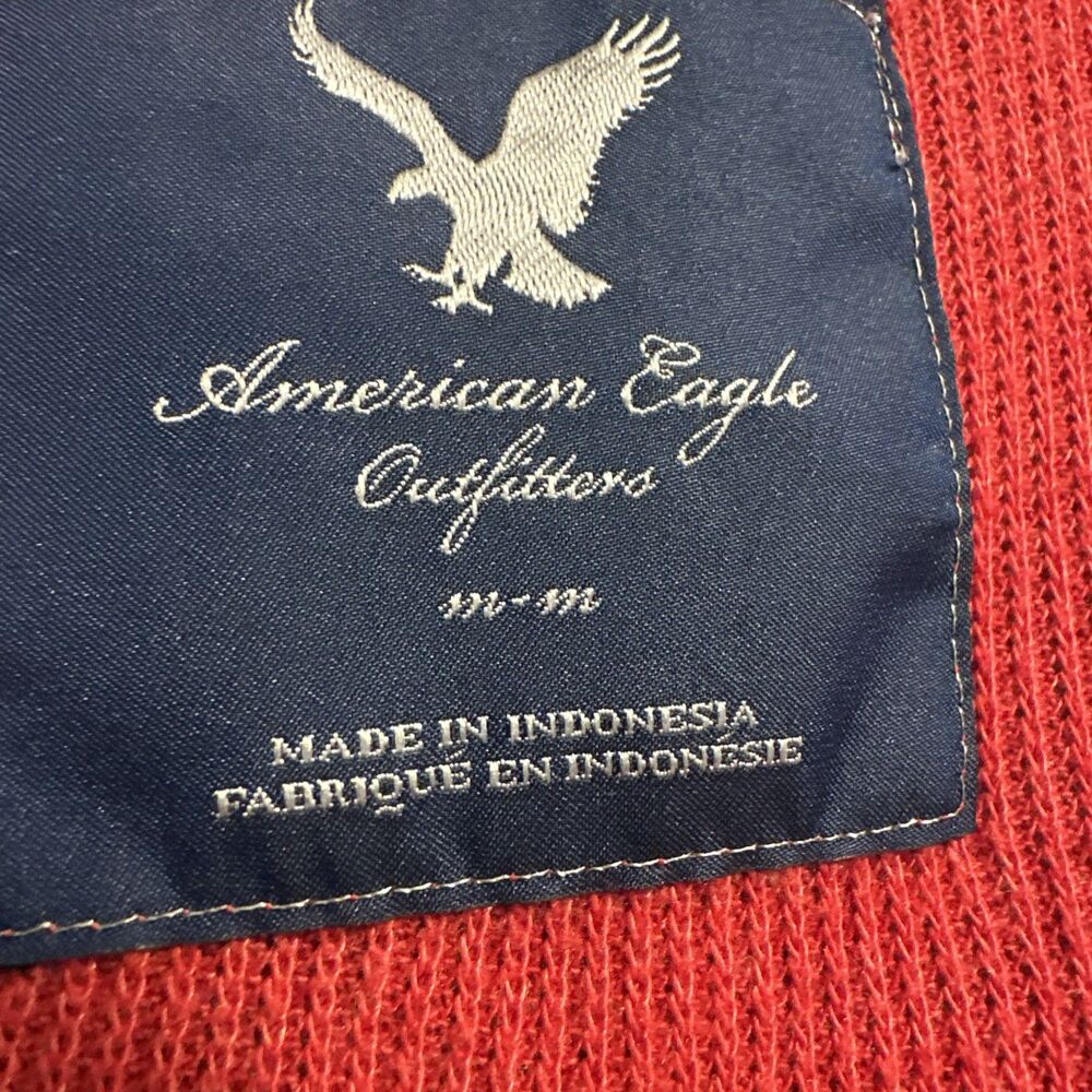 VTG Y2K American Eagle Womens Thermal Shirt Size M Red Spell Out Vampire Diaries - Picture 3 of 7